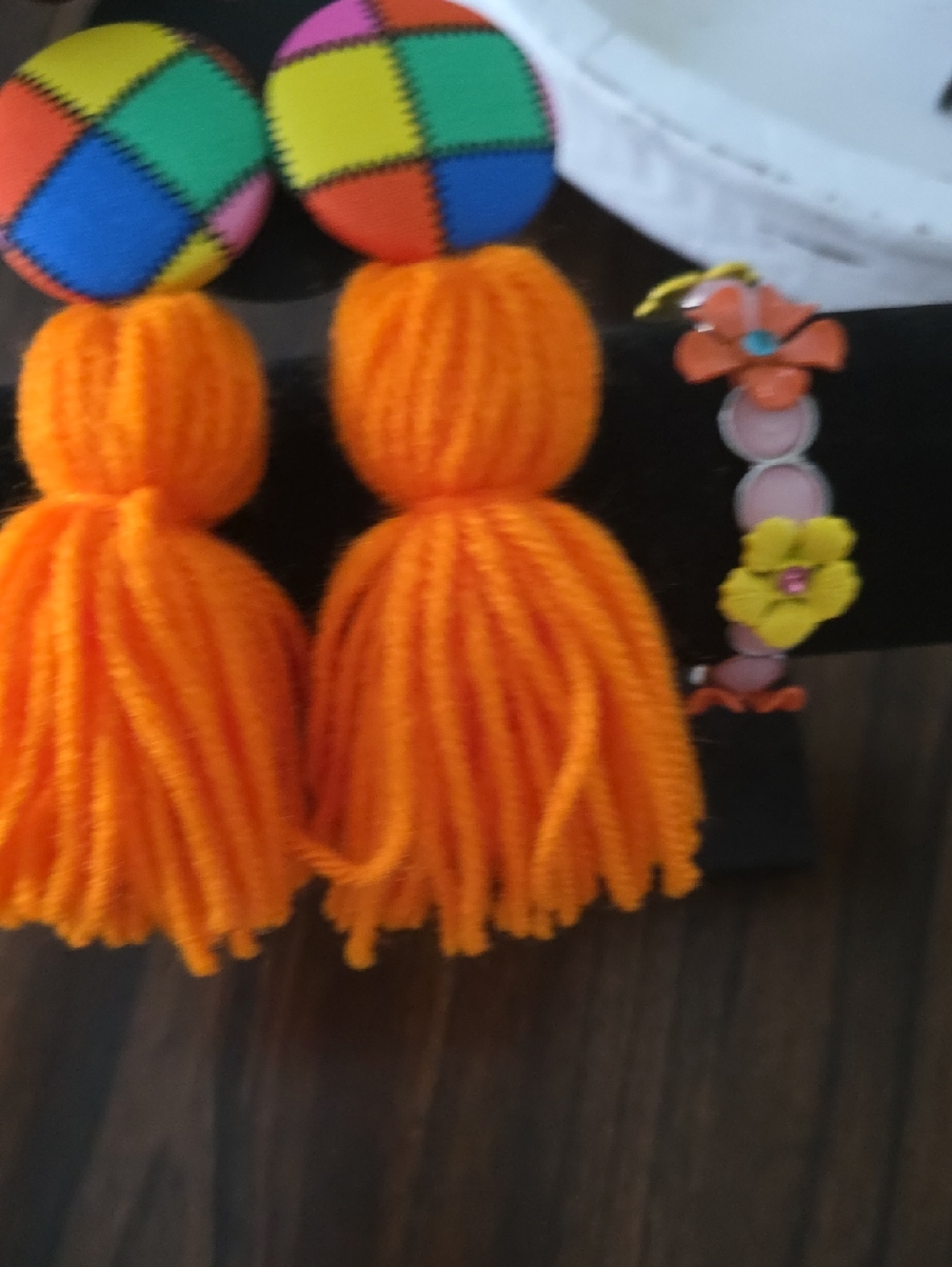 Vibrant Orange Tassel Statement Earrings